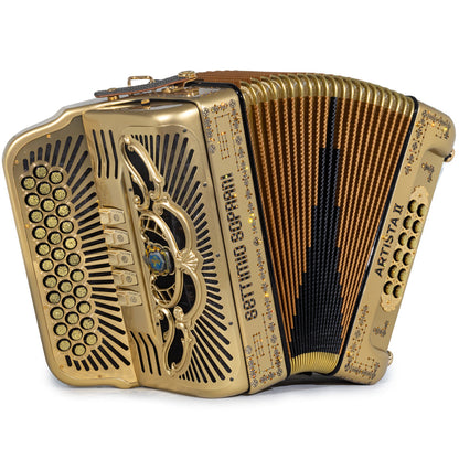 Settimio Soprani Artista II Ultra Compacto Acordeon 5 Registros Fa Oro y Negro