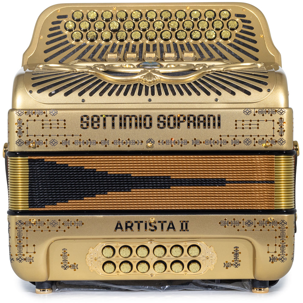Settimio Soprani Artista II Ultra Compacto Acordeon 5 Registros Fa Oro y Negro