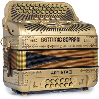 Settimio Soprani Artista II Ultra Compacto Acordeon 5 Registros Fa Oro y Negro