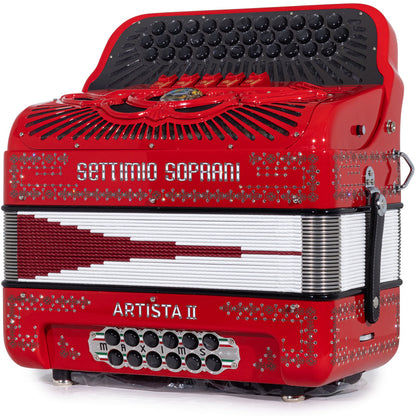 Settimio Soprani Artista II Ultra Compacto Acordeon 5 Registros Mi Rojo y Plata