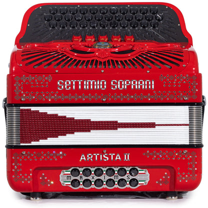 Settimio Soprani Artista II Ultra Compacto Acordeon 5 Registros Mi Rojo y Plata