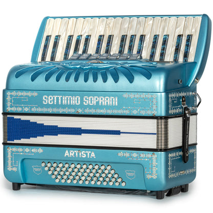 Settimio Soprani Artista Piano Accordion 7 Switch Matte Light Blue Hermes Music Accordion Pro Shop