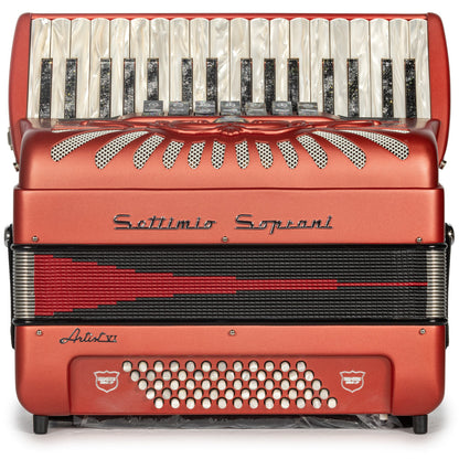 Settimio Soprani Artista Piano Accordion 7 Switch Matte Red Hermes Music Accordion Pro Shop