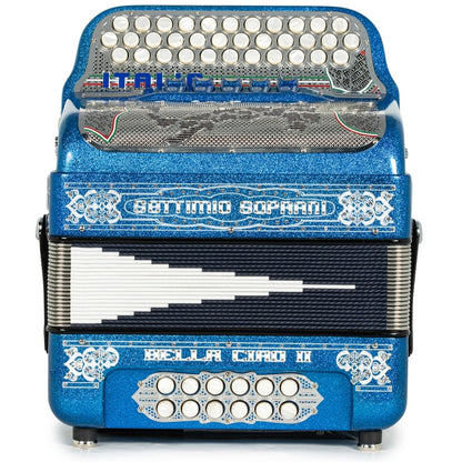 Settimio Soprani Bella Ciao II Ultra Compacto Acordeon 5 Registros Mi Azul con Brillo