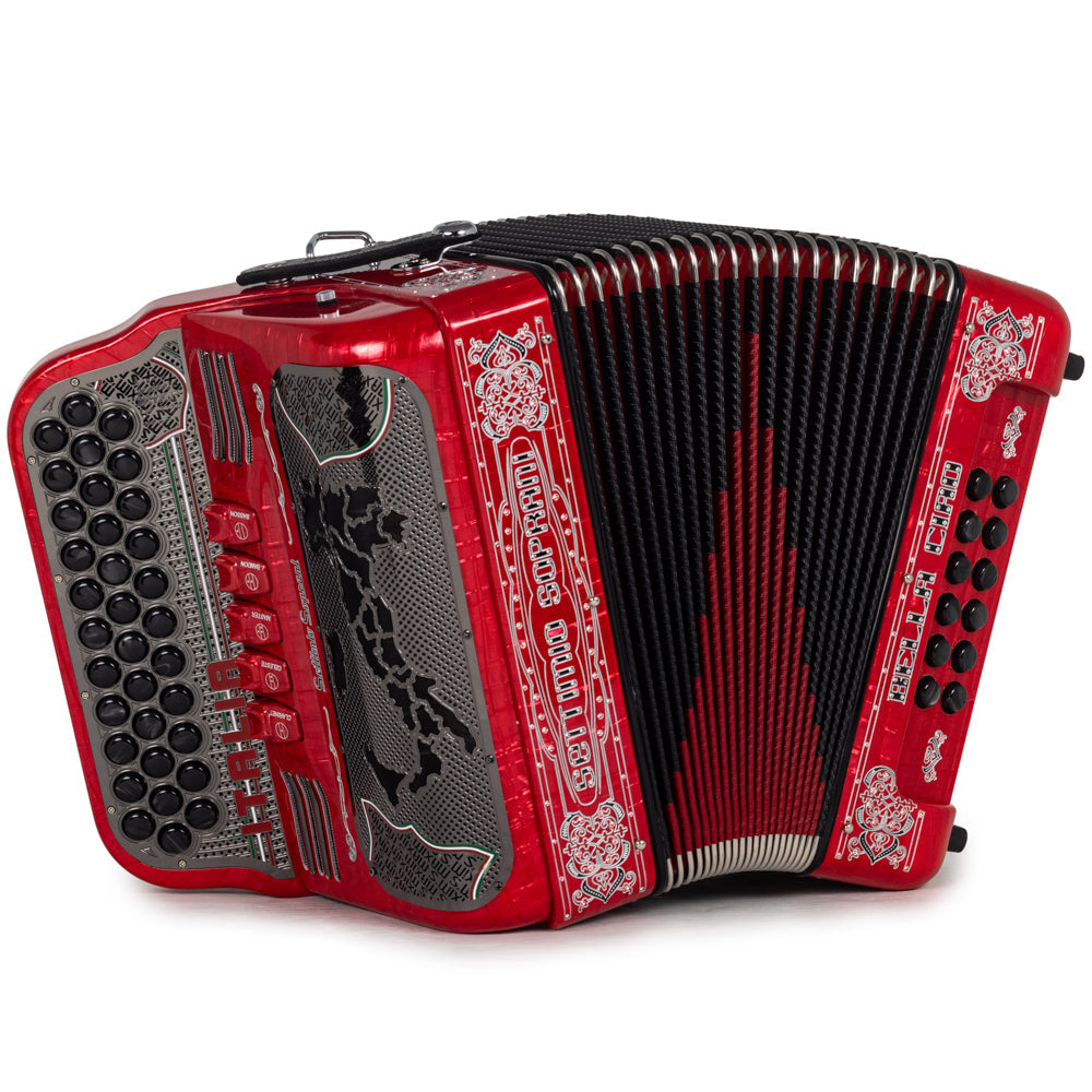 Settimio Soprani Bella Ciao II Ultra Compacto Acordeon 5 Registros Fa Rojo con Negro