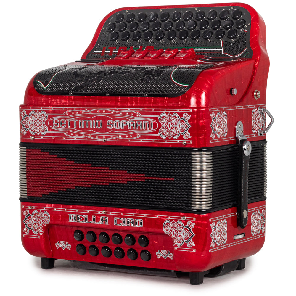 Settimio Soprani Bella Ciao II Ultra Compacto Acordeon 5 Registros Fa Rojo con Negro