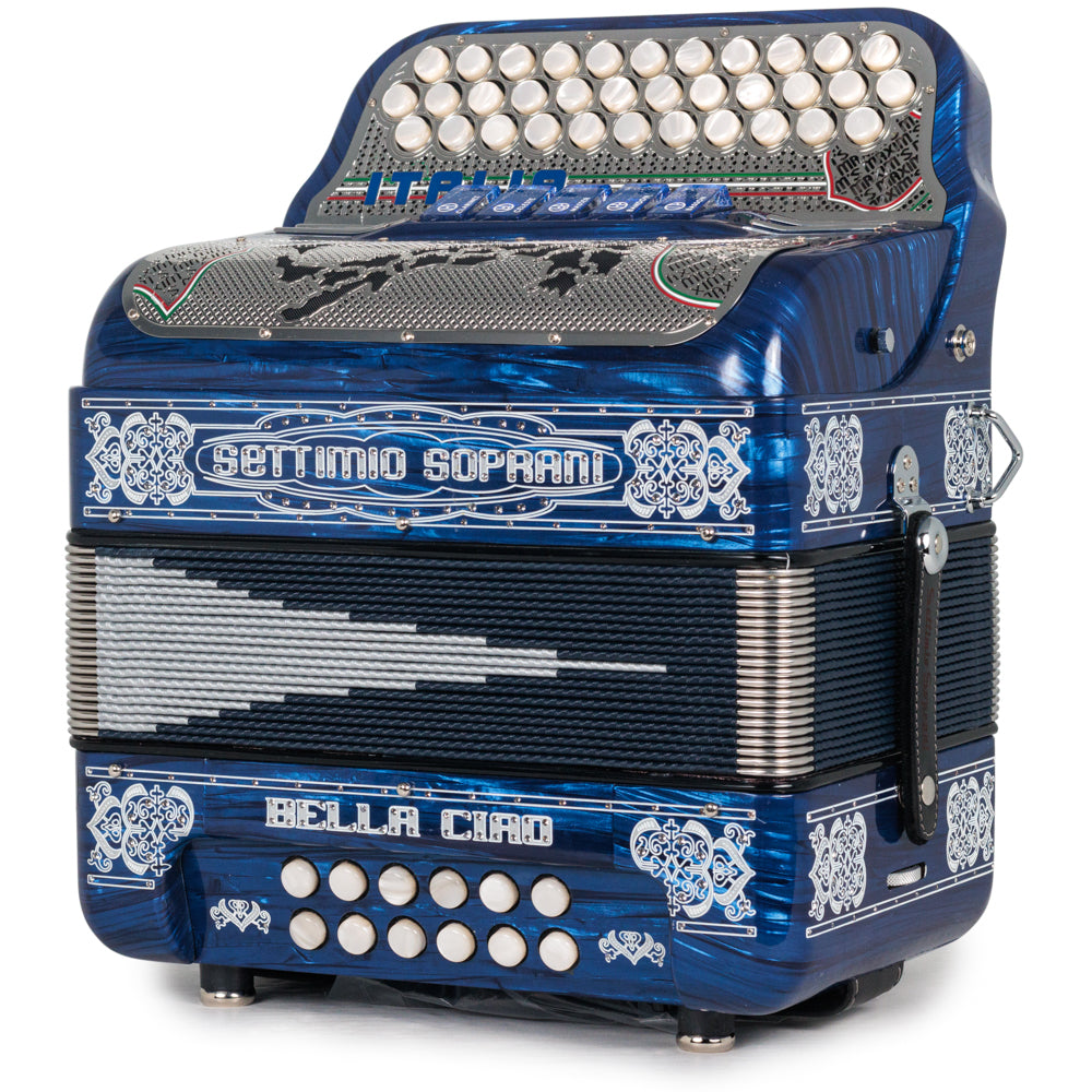 Settimio Soprani Bella Ciao II Ultra Compacto Acordeon 5 Registros Fa Azul con Cromo