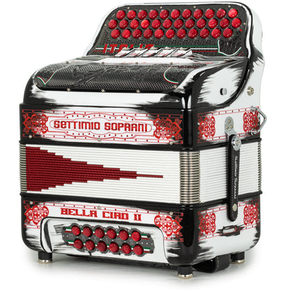 Settimio Soprani Bella Ciao II Ultra Compacto Acordeon 5 Registros Mi Negro y Rojo