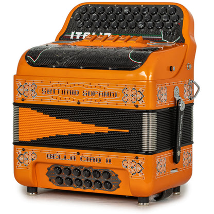 Settimio Soprani Bella Ciao II Ultra Compacto Acordeon 5 Registros Mi Naranja y Negro