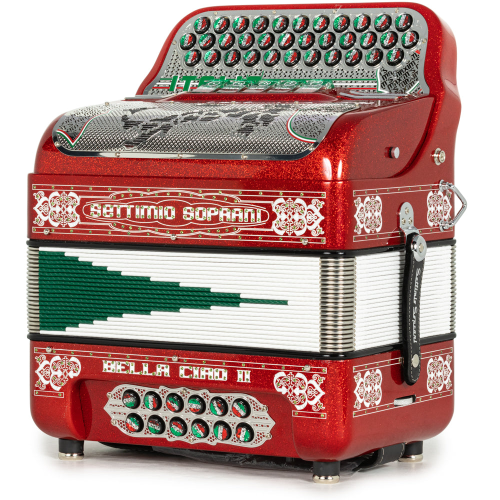 Settimio Soprani Bella Ciao II Acordeon Fa Brillo Rojo con Blanco
