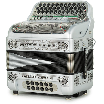 Settimio Soprani Bella Ciao II Ultra Compacto Acordeon 5 Registros Fa Plata y Negro