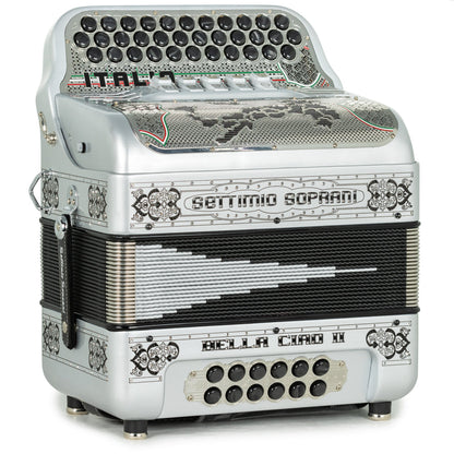 Settimio Soprani Bella Ciao II Ultra Compacto Acordeon 5 Registros Fa Plata y Negro
