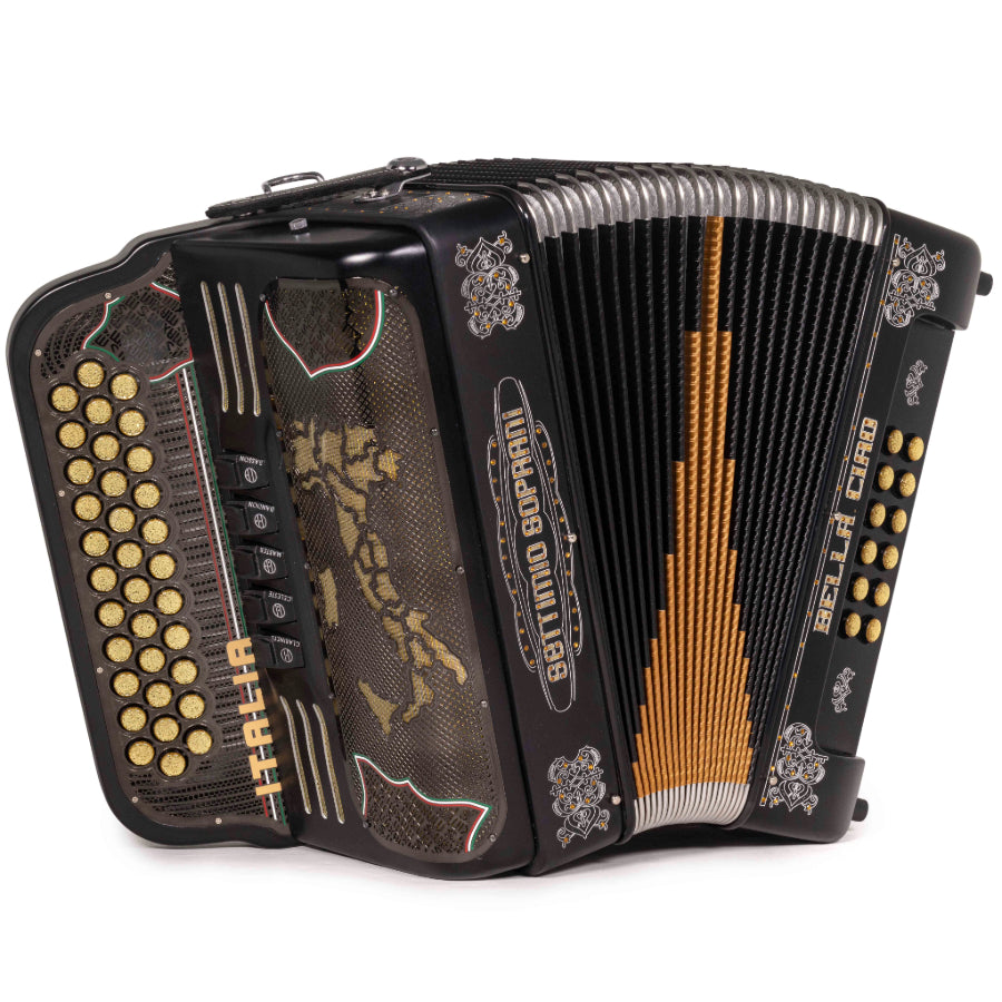 Settimio Soprani Bella Ciao II Ultra Compacto Acordeon 5 Registros Fa Matte Negro con Plata