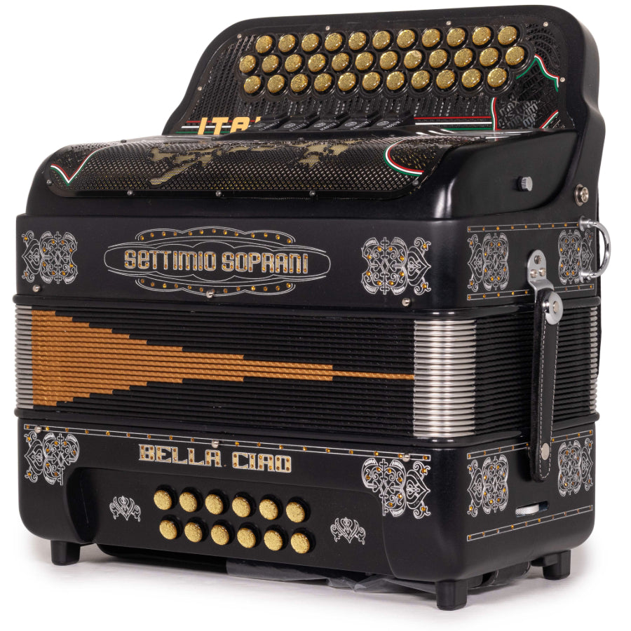 Settimio Soprani Bella Ciao II Ultra Compacto Acordeon 5 Registros Fa Matte Negro con Plata