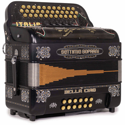 Settimio Soprani Bella Ciao Acordeon 5 Registros EAD Negro Matte con Plateado