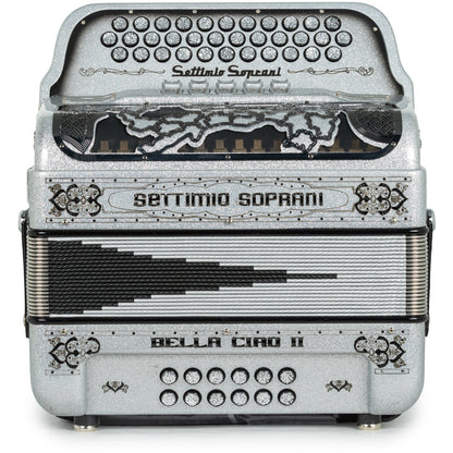 Settimio Soprani Bella Ciao II Acordeon 5 Registros Fa Brillo Plateado y Negro