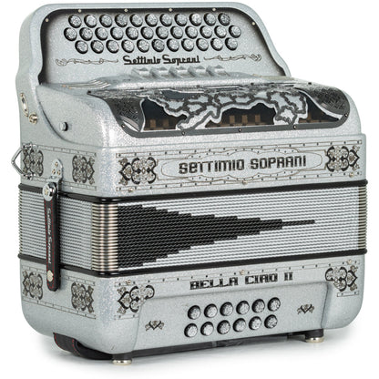 Settimio Soprani Bella Ciao II Acordeon 5 Registros Fa Brillo Plateado y Negro