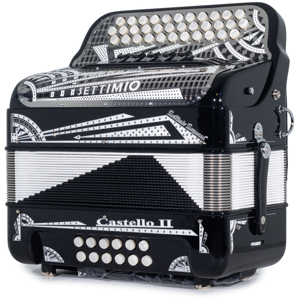 Settimio Soprani Castello II Acordeon 5 Registros Fa Negro y Plata