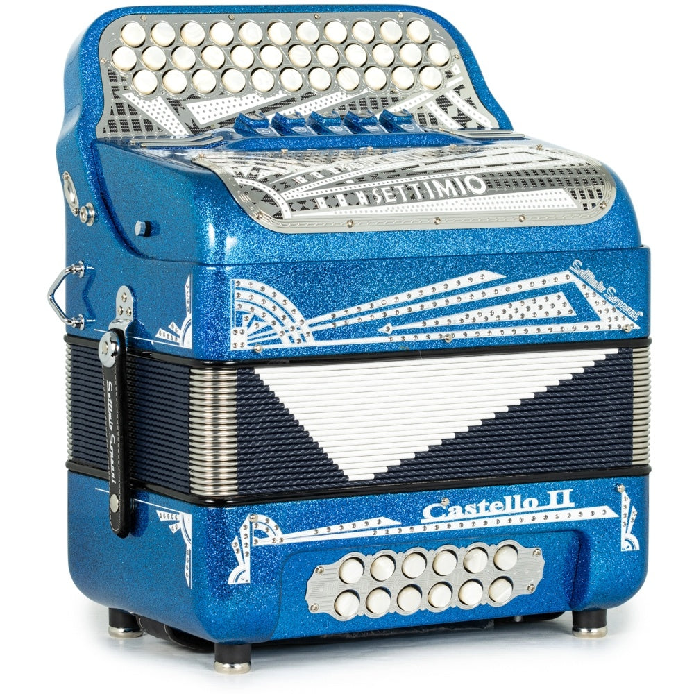 Settimio Soprani Castello II Ultra Compacto Acordeon 5 Registros Sol Brillo Azul y Blanco