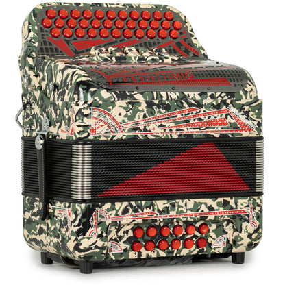 Settimio Soprani Castello II Acordeon 5 Registros Sol Camuflaje con Rojo