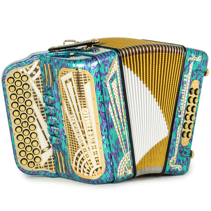 Settimio Soprani Castello II Ultra Compacto Acordeon 5 Registros Fa Mosaico Azul y Oro