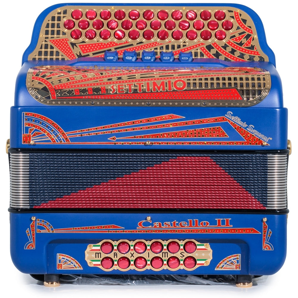 Settimio Soprani Castello II Acordeon 5 Registros Sol Matte Azul y Rojo