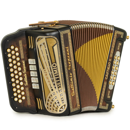 Settimio Soprani Castello II Acordeon 5 Registros Sol Madera Oscura Mate y Oro