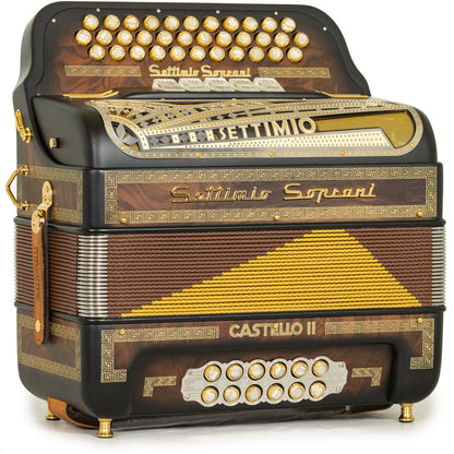 Settimio Soprani Castello II Acordeon 5 Registros Sol Madera Oscura Mate y Oro