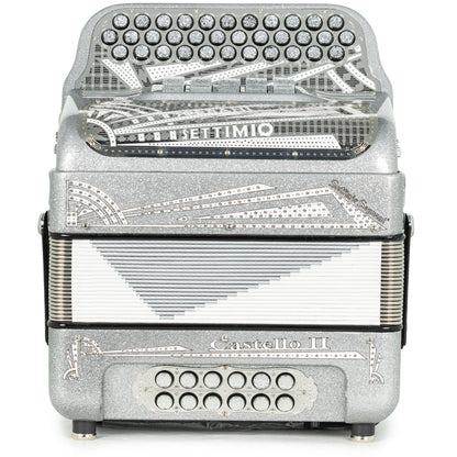 Settimio Soprani Castello II Acordeon 5 Registros Fa Brillo Plateado y Blanco