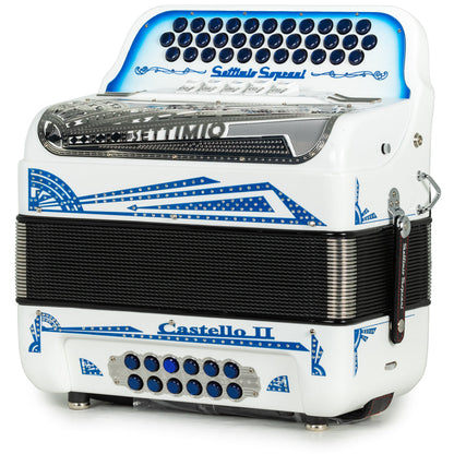 Settimio Soprani Castello II Acordeon 5 Registros Mi Blanco y Azul