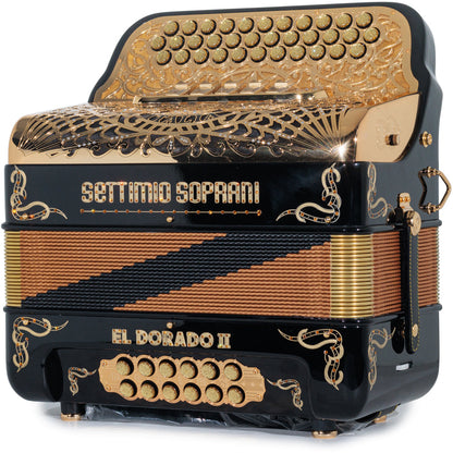 Settimio Soprani El Dorado II Acordeon 5 Registros Fa Negro y Oro