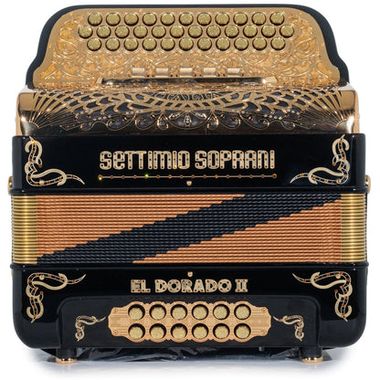 Settimio Soprani El Dorado II Acordeon 5 Registros Fa Negro y Oro