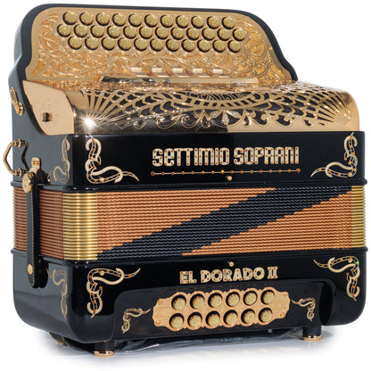 Settimio Soprani El Dorado II Acordeon 5 Registros Fa Negro y Oro