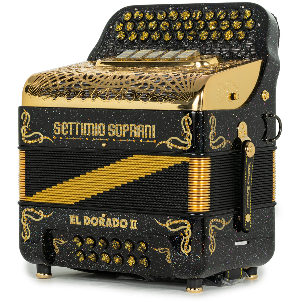 Settimio Soprani El Dorado II Acordeón 5 Registros Fa Negro con Dorado