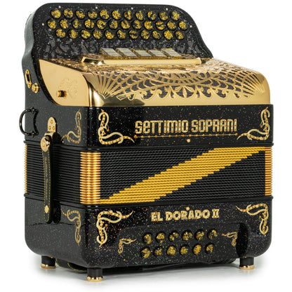 Settimio Soprani El Dorado II Acordeón 5 Registros Fa Negro con Dorado