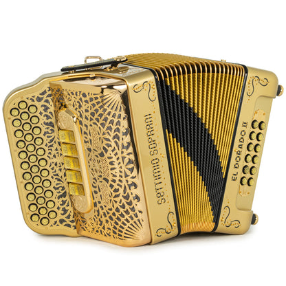 Settimio Soprani El Dorado II Acordeon 5 Registros Fa Oro y Negro
