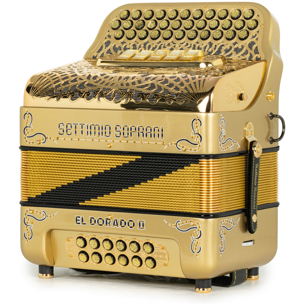 Settimio Soprani El Dorado II Acordeón 5 Registros Sol Dorado con Negro