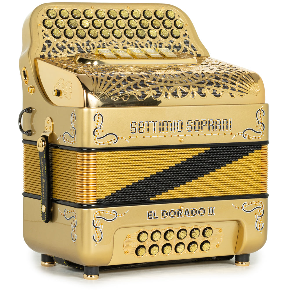 Settimio Soprani El Dorado II Acordeón 5 Registros Sol Dorado con Negro
