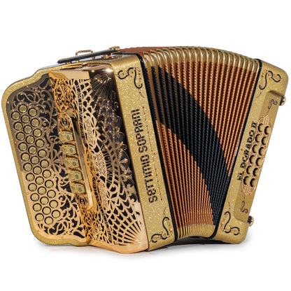 Settimio Soprani El Dorado II Acordeon 5 Registros Mi Brillo Oro y Negro