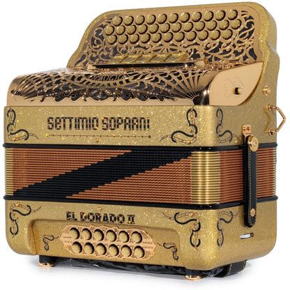 Settimio Soprani El Dorado II Acordeon 5 Registros Mi Brillo Oro y Negro