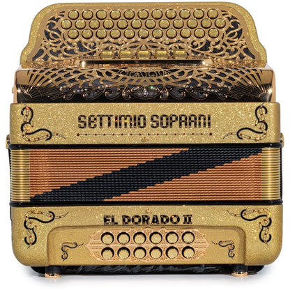 Settimio Soprani El Dorado II Acordeon 5 Registros Mi Brillo Oro y Negro