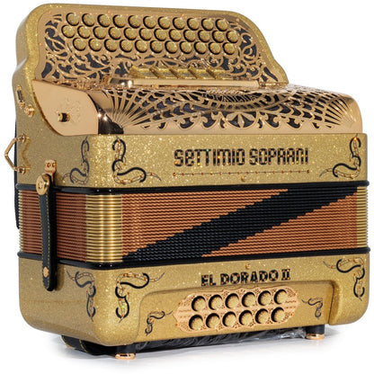 Settimio Soprani El Dorado II Acordeon 5 Registros Mi Brillo Oro y Negro