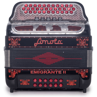 Sonola Emigrante II Accordion 5 Switch EAD Black with Red-accordion-Sonola- Hermes Music