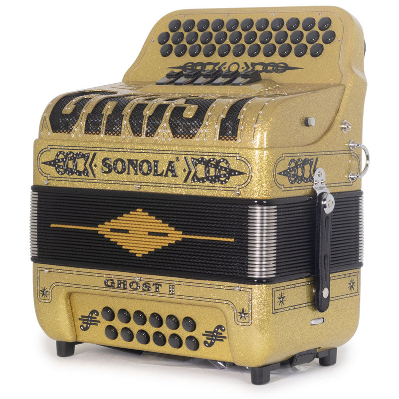 Sonola Ghost II Ultralight Accordion 5 Switch EAD Gold with Black-Accordions & Concertinas-Sonola- Hermes Music