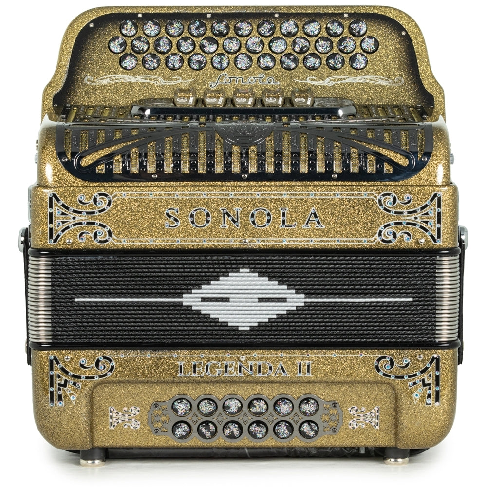 Sonola Legenda II Ultra Compacto Acordeón 5 Registros Fa Brillo Dorado y Negro
