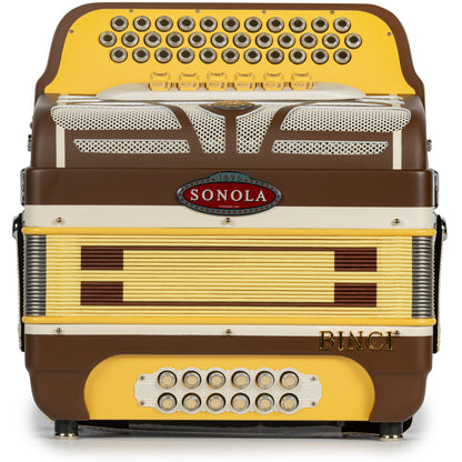 Sonola Edición Limitada Binci Acordeón 6 Registros Fa-Mi Cafe Mate y Amarillo