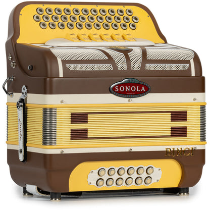 Sonola Edición Limitada Binci Acordeón 6 Registros Fa-Mi Cafe Mate y Amarillo