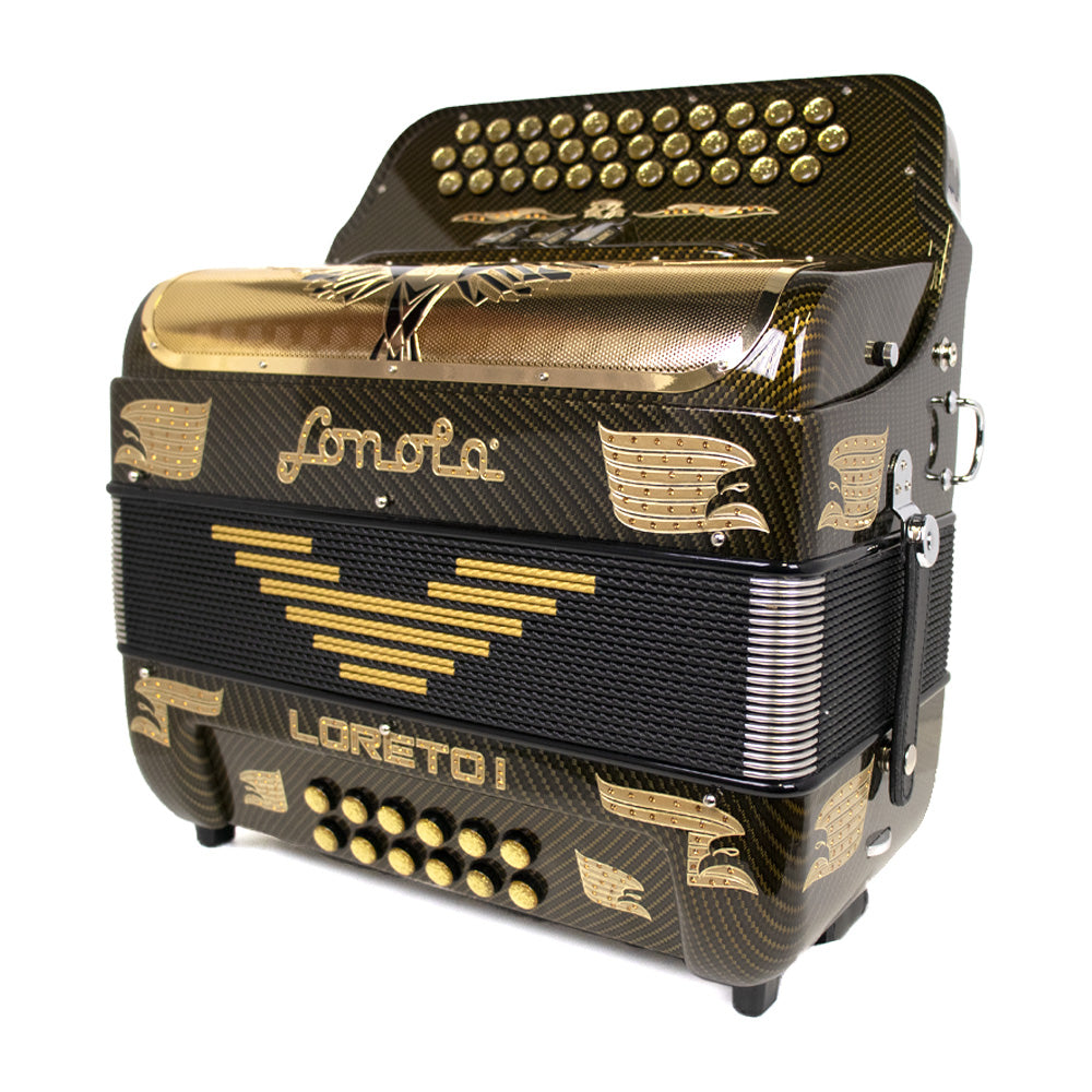 Sonola Loreto I Accordion 3 Switch GCF Carbon with Gold-accordion-Sonola- Hermes Music