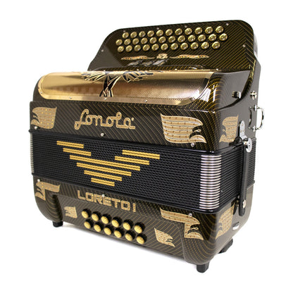 Sonola Loreto I Accordion 3 Switch GCF Carbon with Gold-accordion-Sonola- Hermes Music