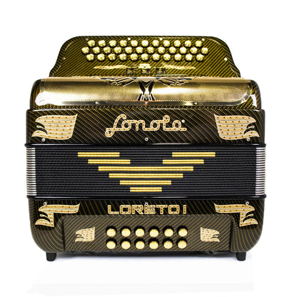 Sonola Loreto I Accordion 3 Switch GCF Carbon with Gold-accordion-Sonola- Hermes Music